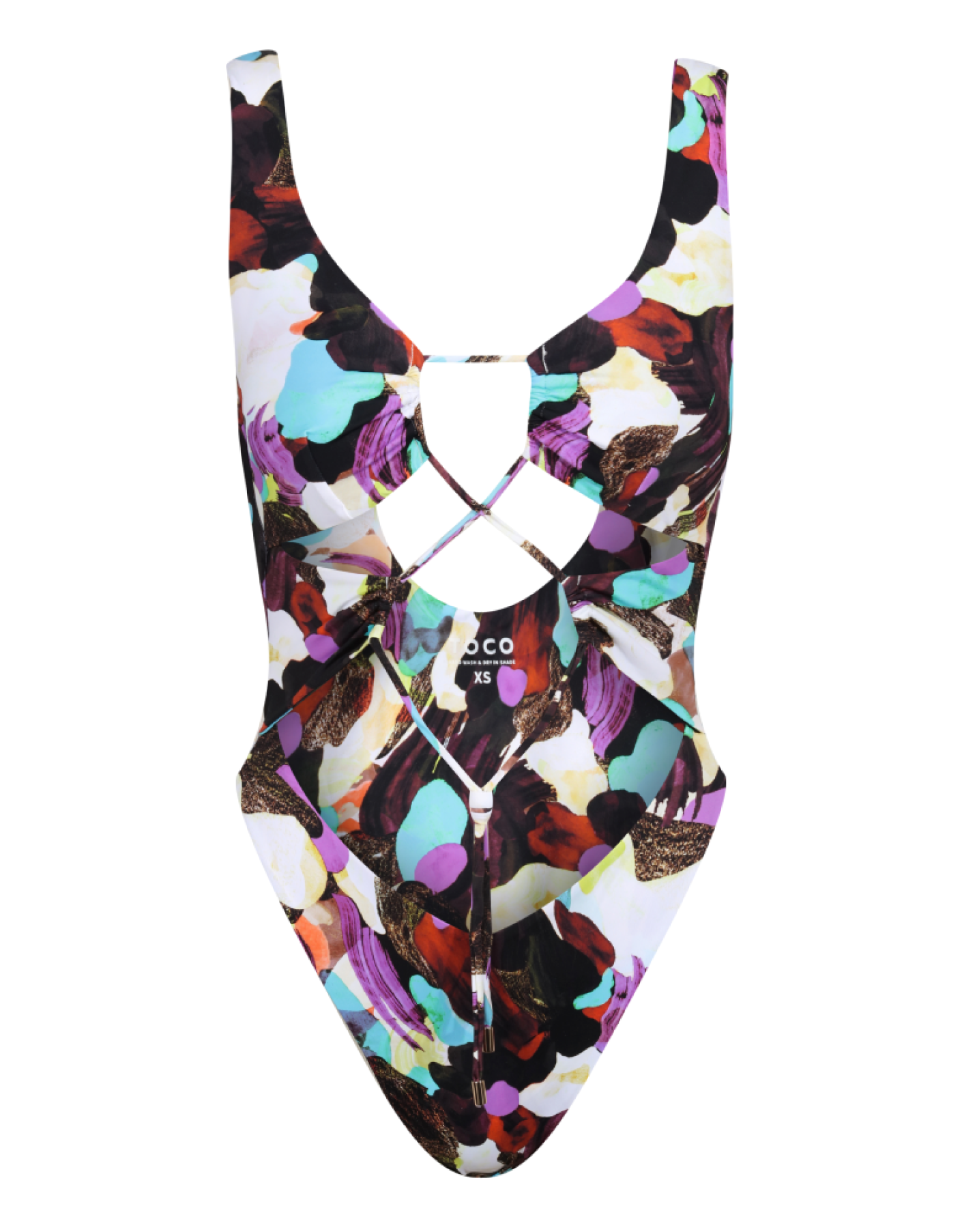 Carib Tie Front Cut Out One Piece // J'ouvert Pattern Print