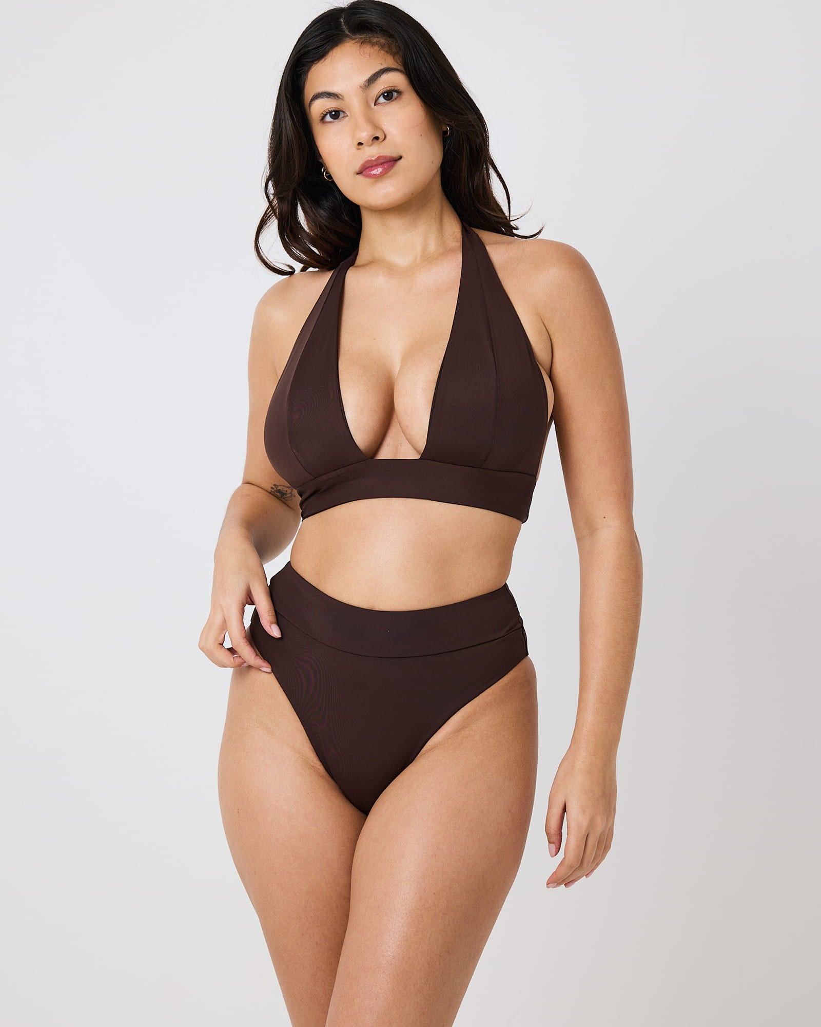 Yara Halter Bikini Top - Chocolate