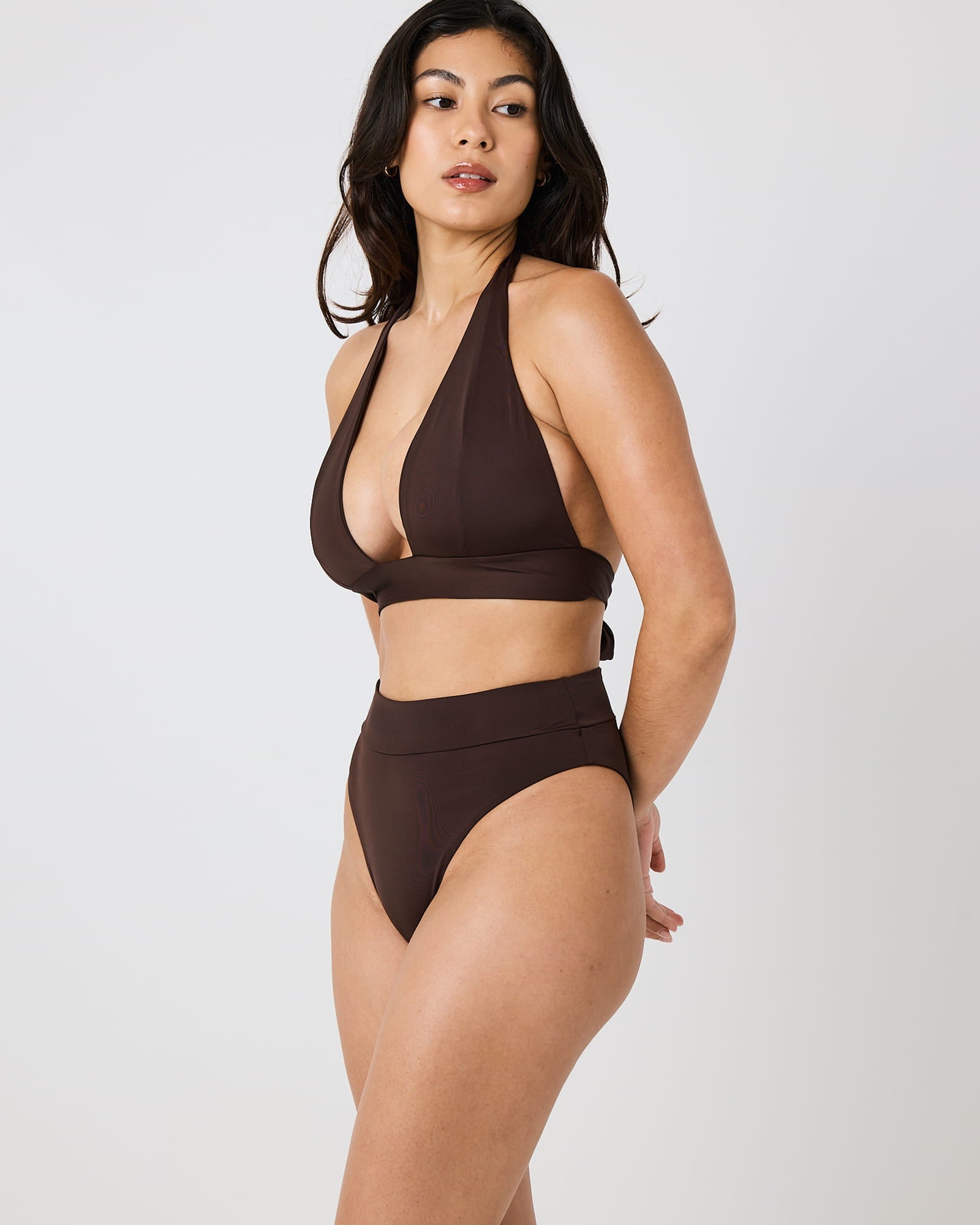 Yara Halter Bikini Top - Chocolate
