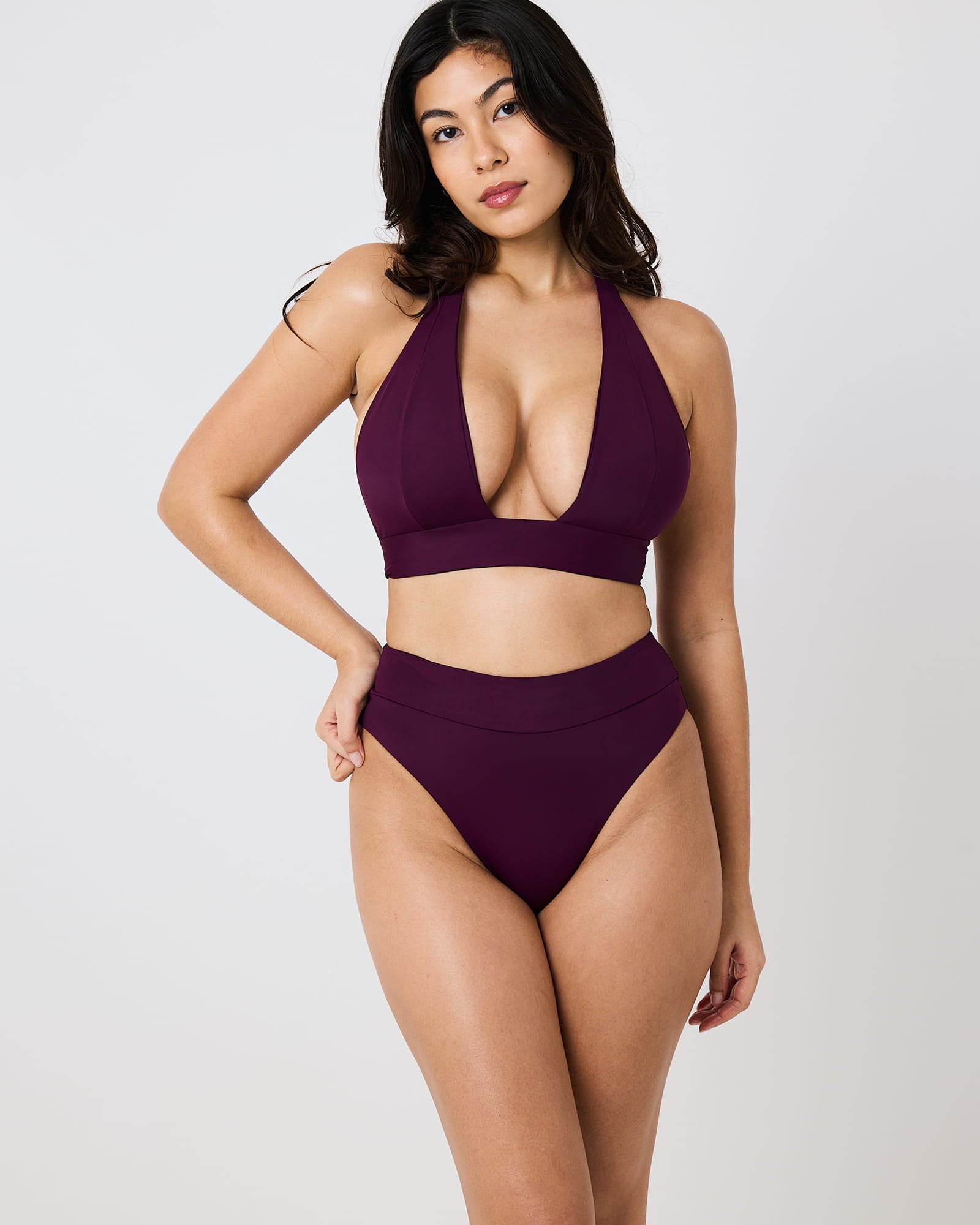 Yara Halter Bikini Top - Plum