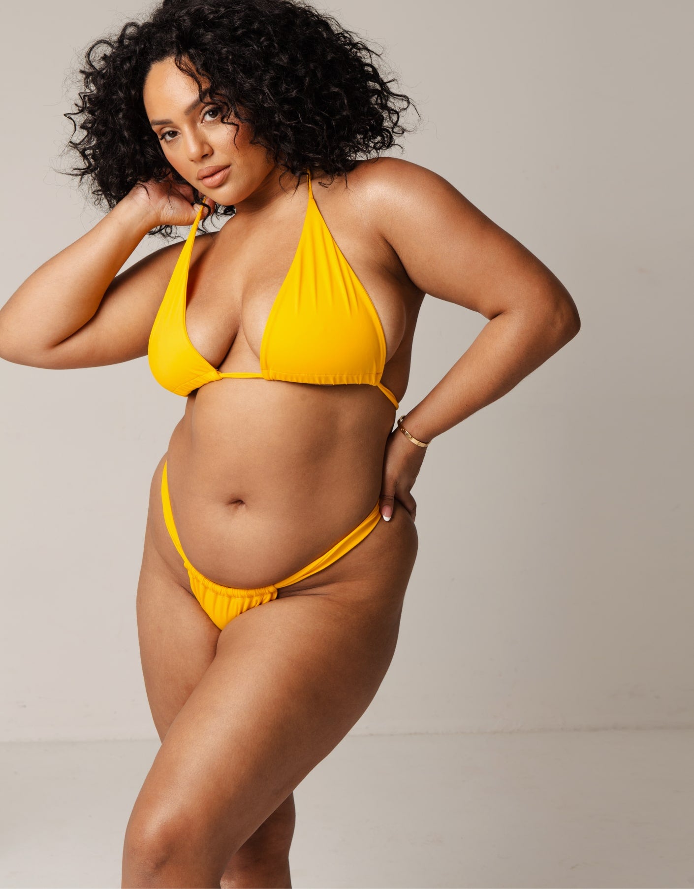 Agni 3-Way Tie Triangle Bikini Top // Mango Yellow