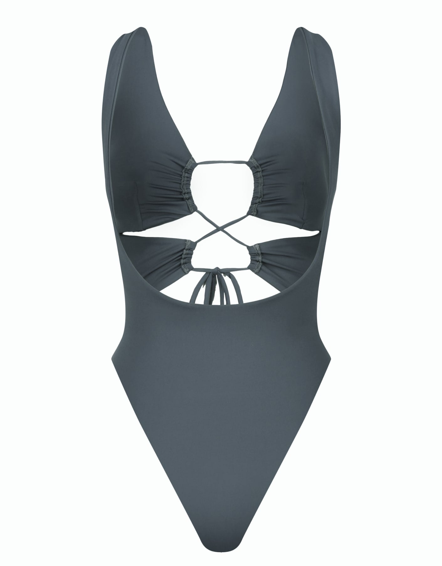 Carib Tie Front Cut Out One Piece // Eucalyptus Dark Green