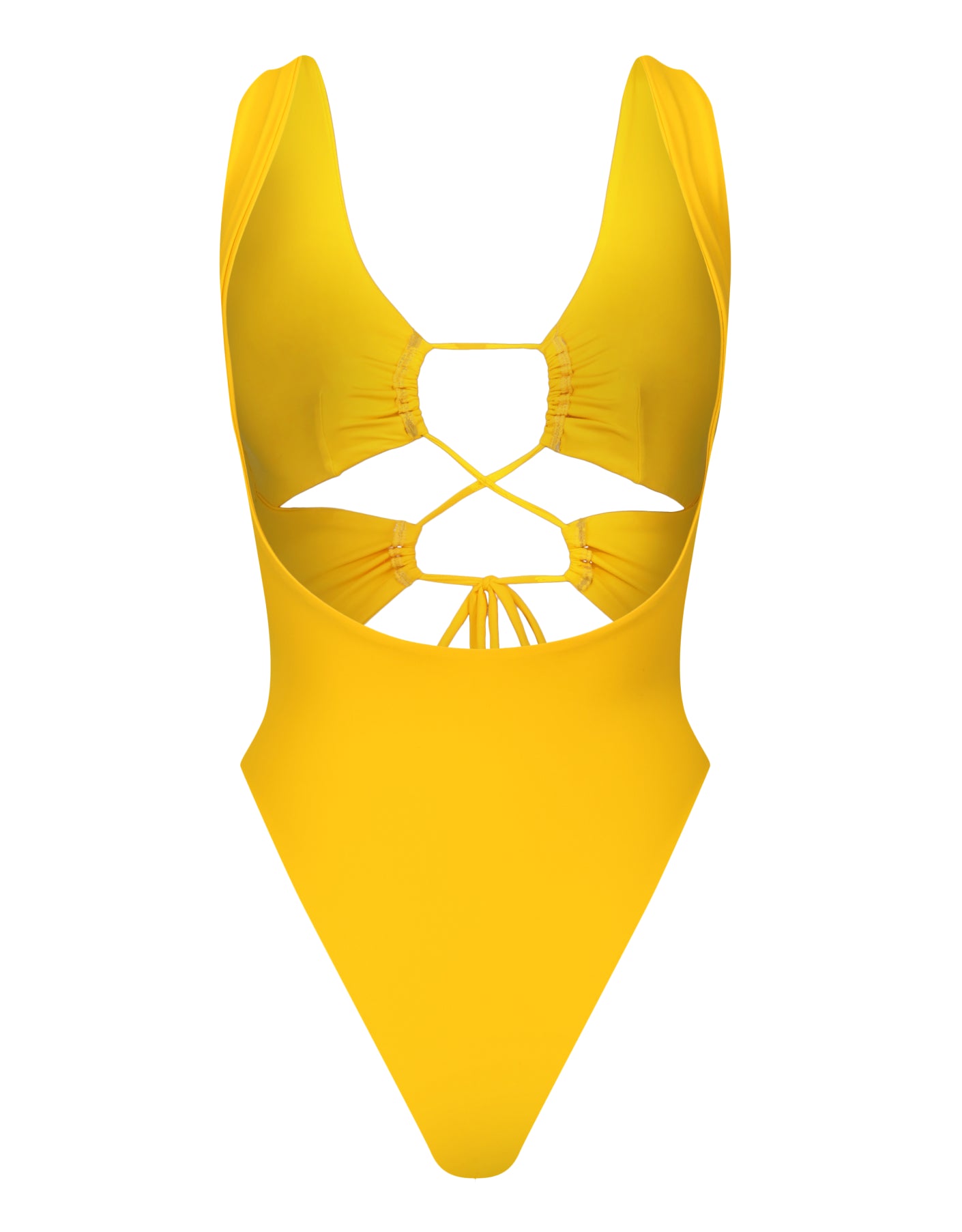 Carib Tie Front Cut Out One Piece // Mango Yellow