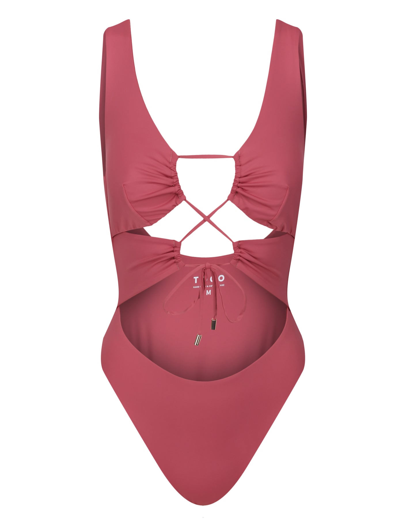 Carib Tie Front Cut Out One Piece // Rose Dark Pink