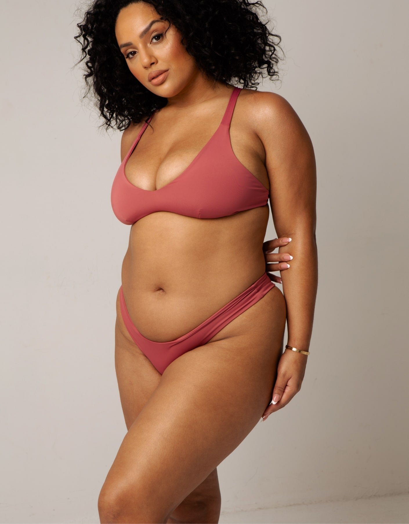 Toco Ruched Cheeky Bikini Bottoms // Rose Dark Pink