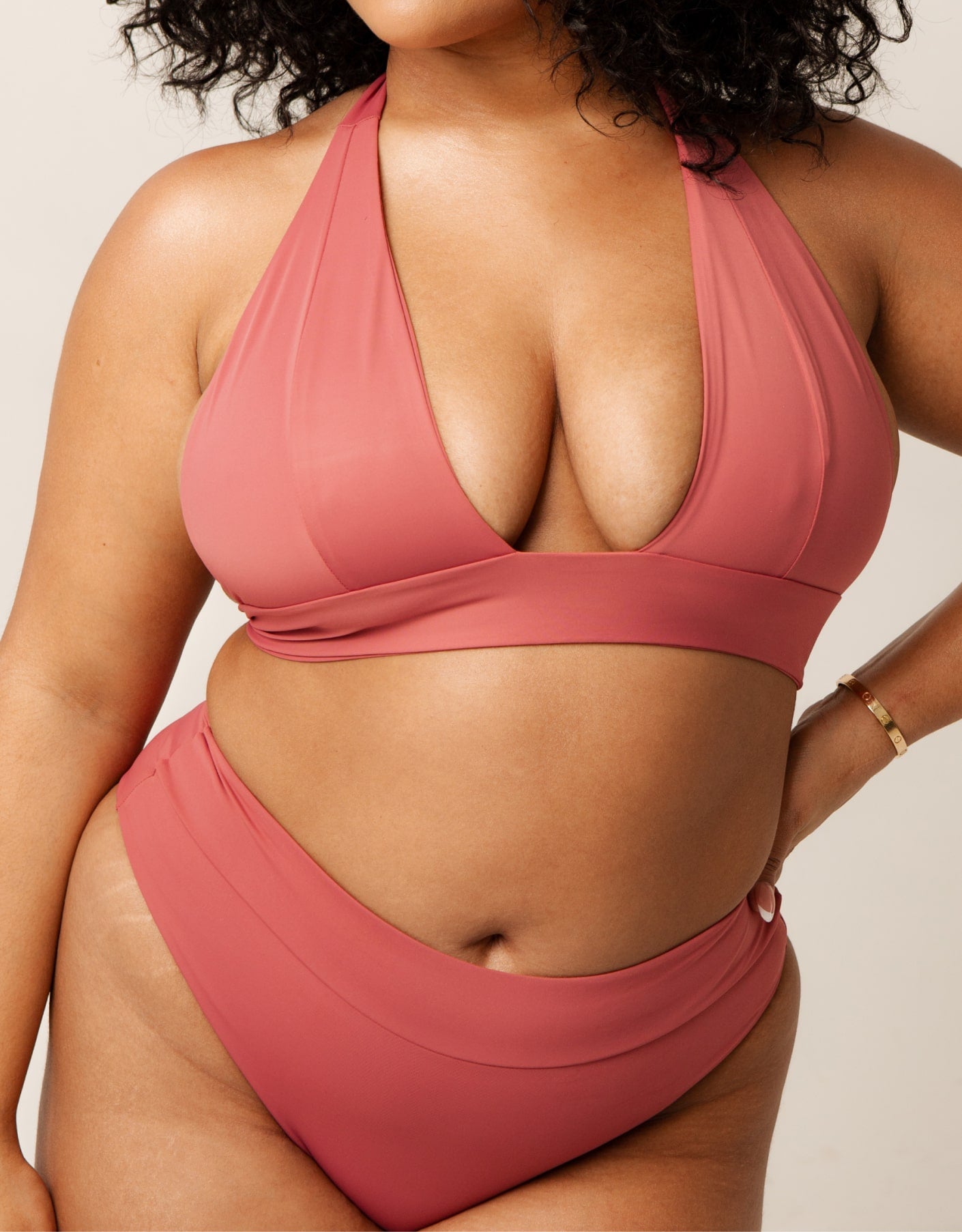 Yara Halter Neck Bikini Top // Rose Dark Pink