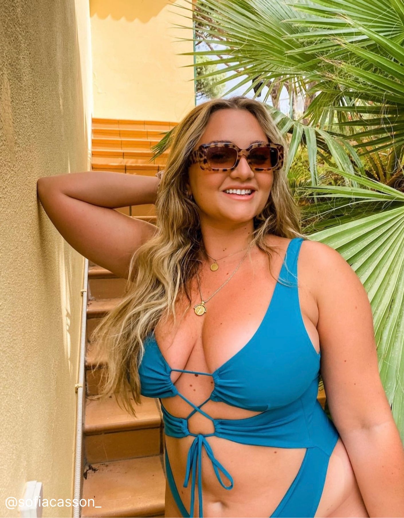 Carib Tie Front Cut Out One Piece // Teal Turquoise