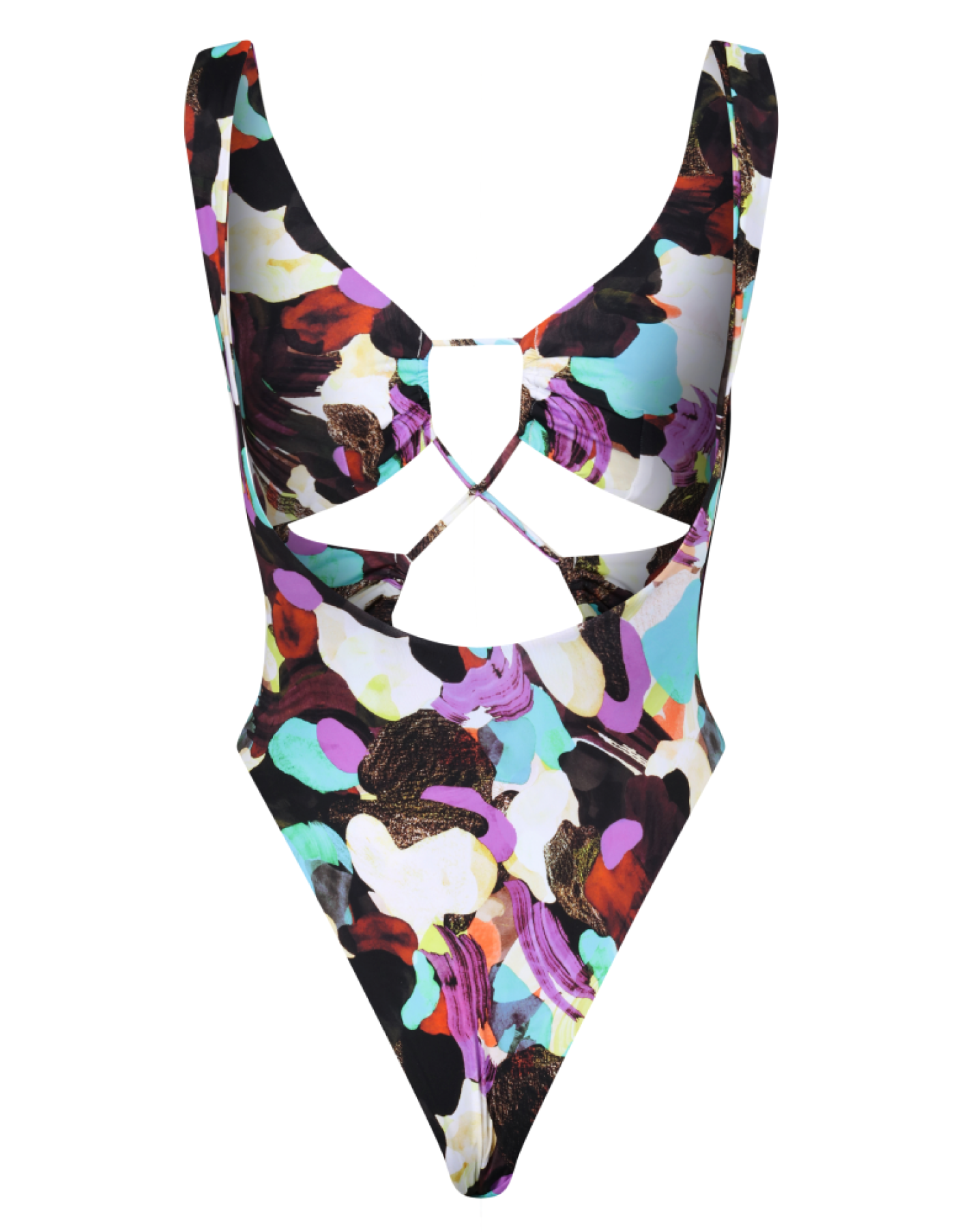 Carib Tie Front Cut Out One Piece // J'ouvert Pattern Print