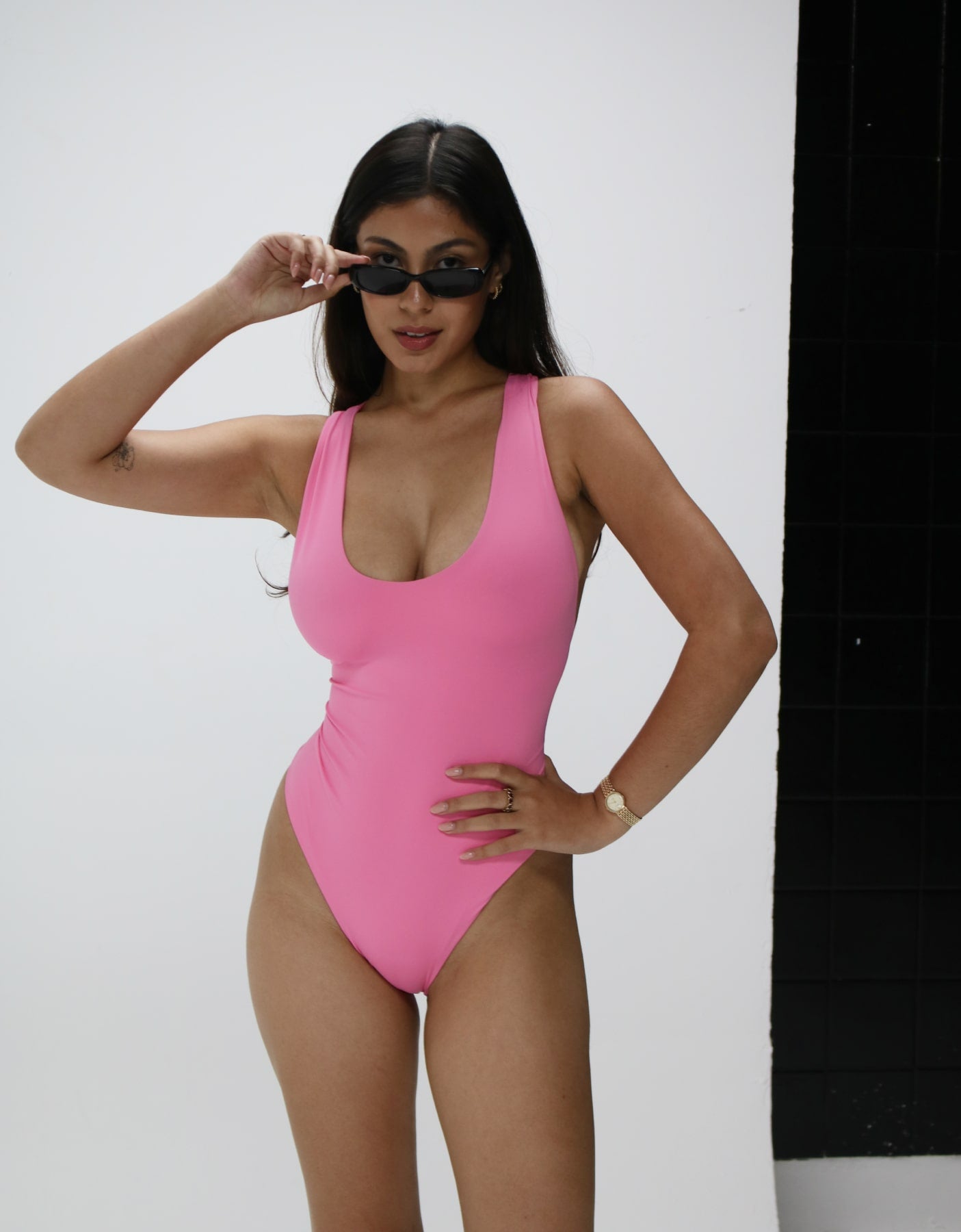 Pastel pink one piece swimsuit online