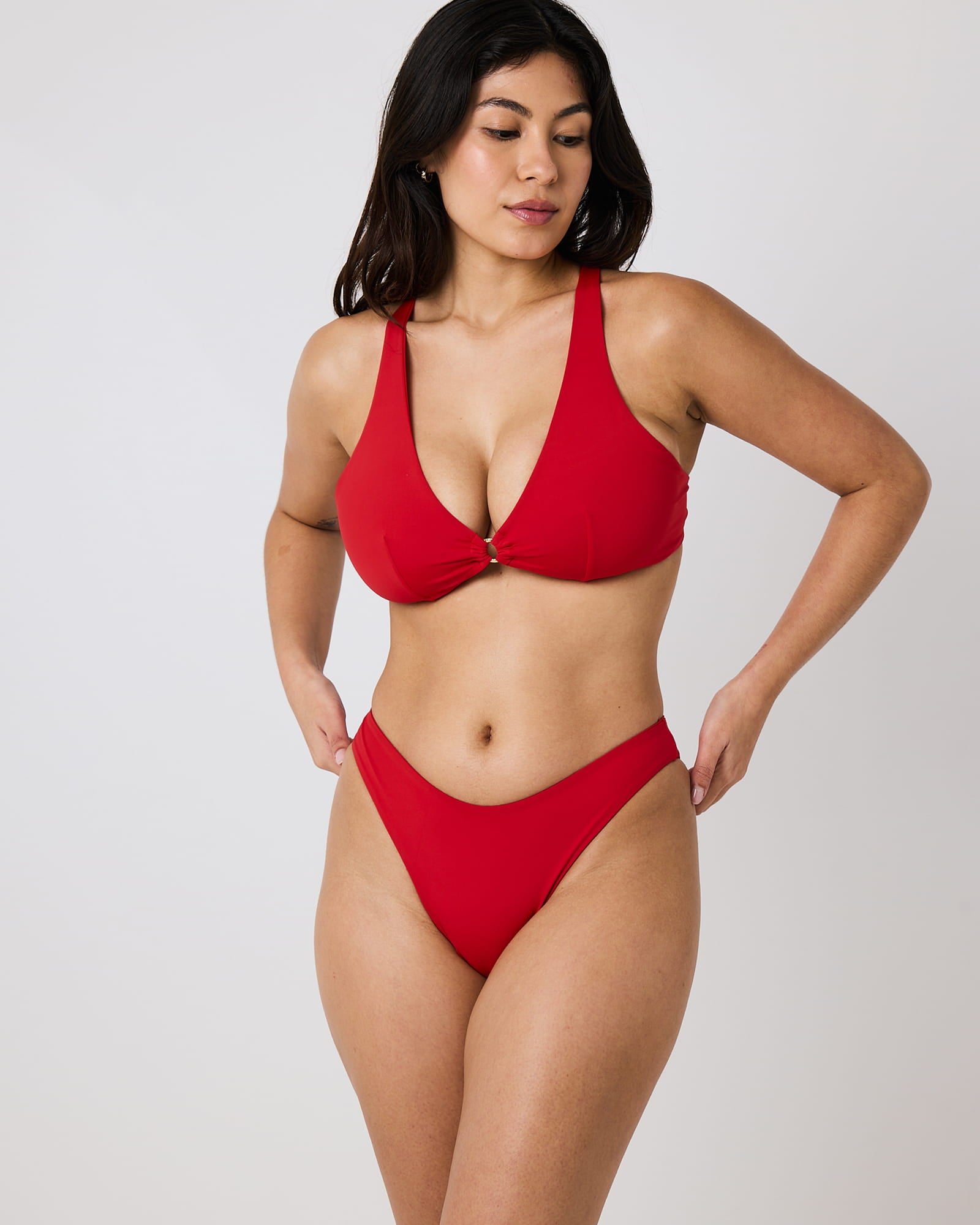 Toco Ruched Bikini Bottoms - Chilli