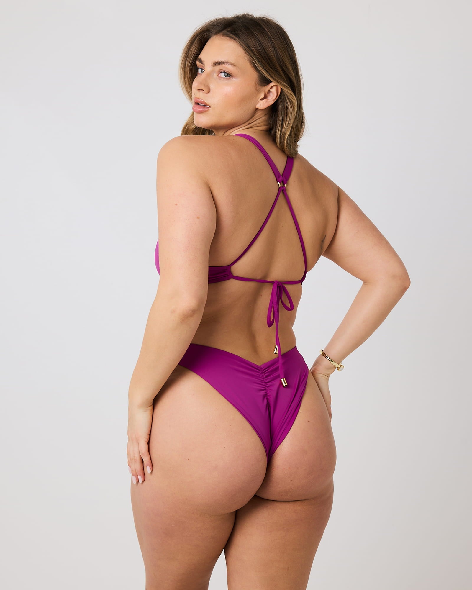 Toco Ruched Bikini Bottoms - Orchid