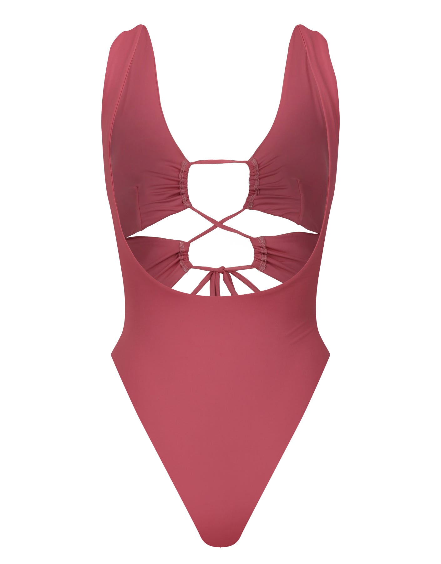 Carib Tie Front Cut Out One Piece // Rose Dark Pink