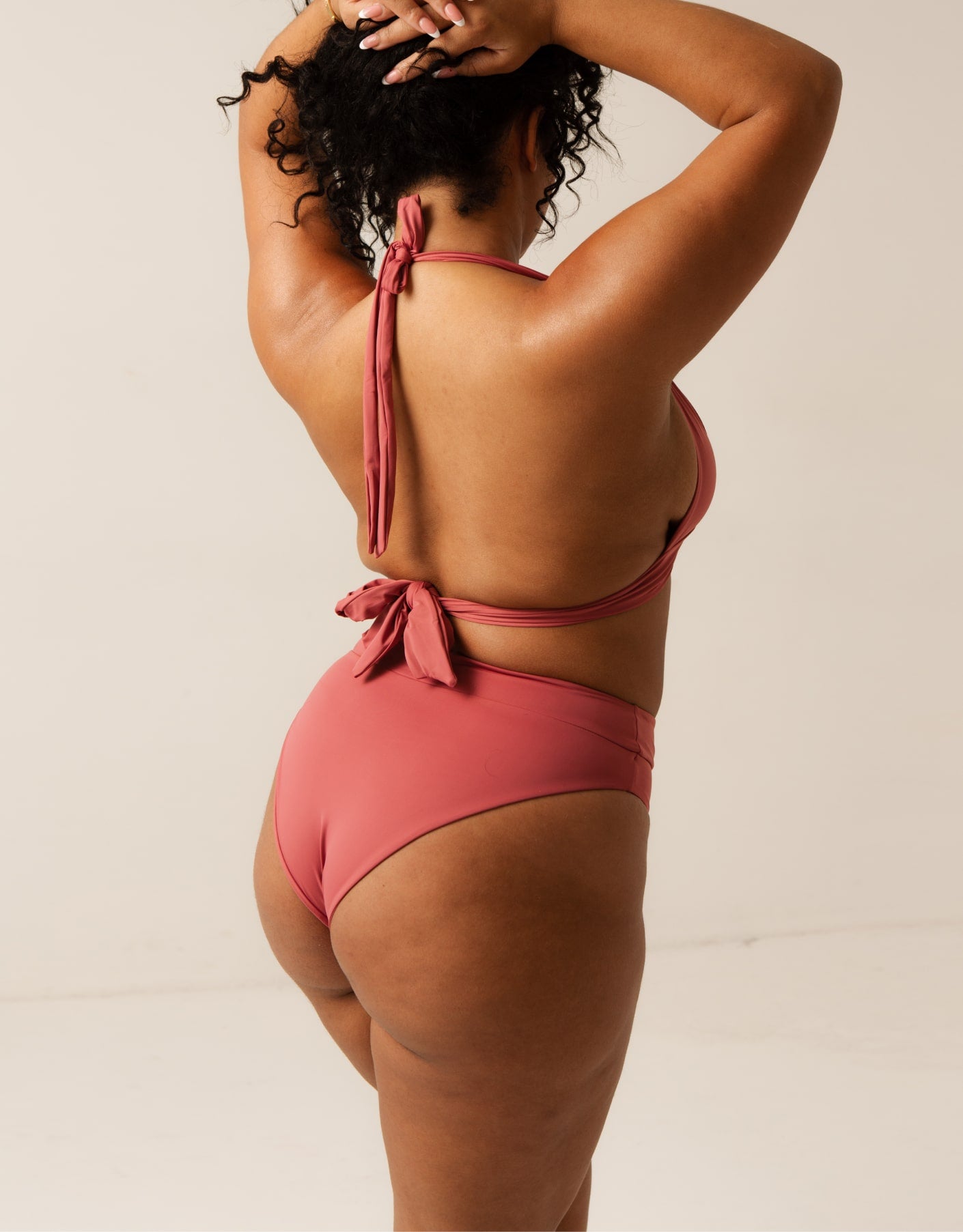 Pink halter neck bikini on sale